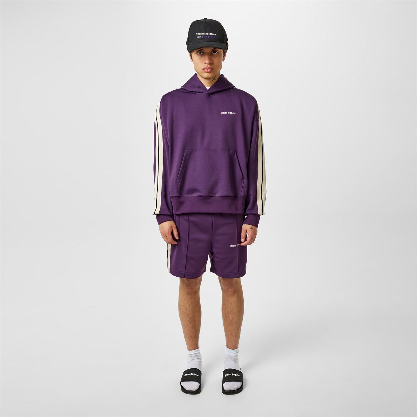 パーカー・フーディ Palm Angels Purple Track Sweatshirt With Embroidered Logo Palm Angels Track Jersey Hoodie | italist