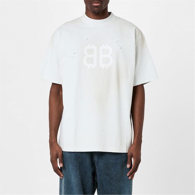 Mock Neck Lettering Regular Fit T-Shirt