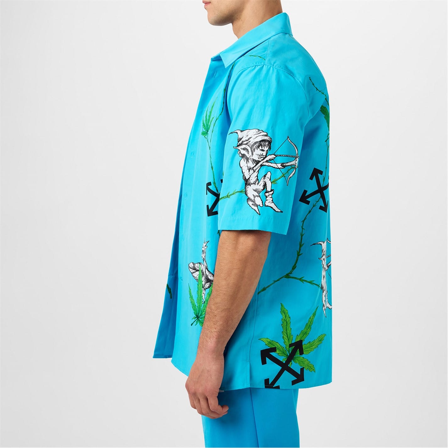 Blue Off White Graphic Print Short Sleeve Shirt - Get The Label Blue Off White Graphic Print Short Sleeve Shirt - Get The Label