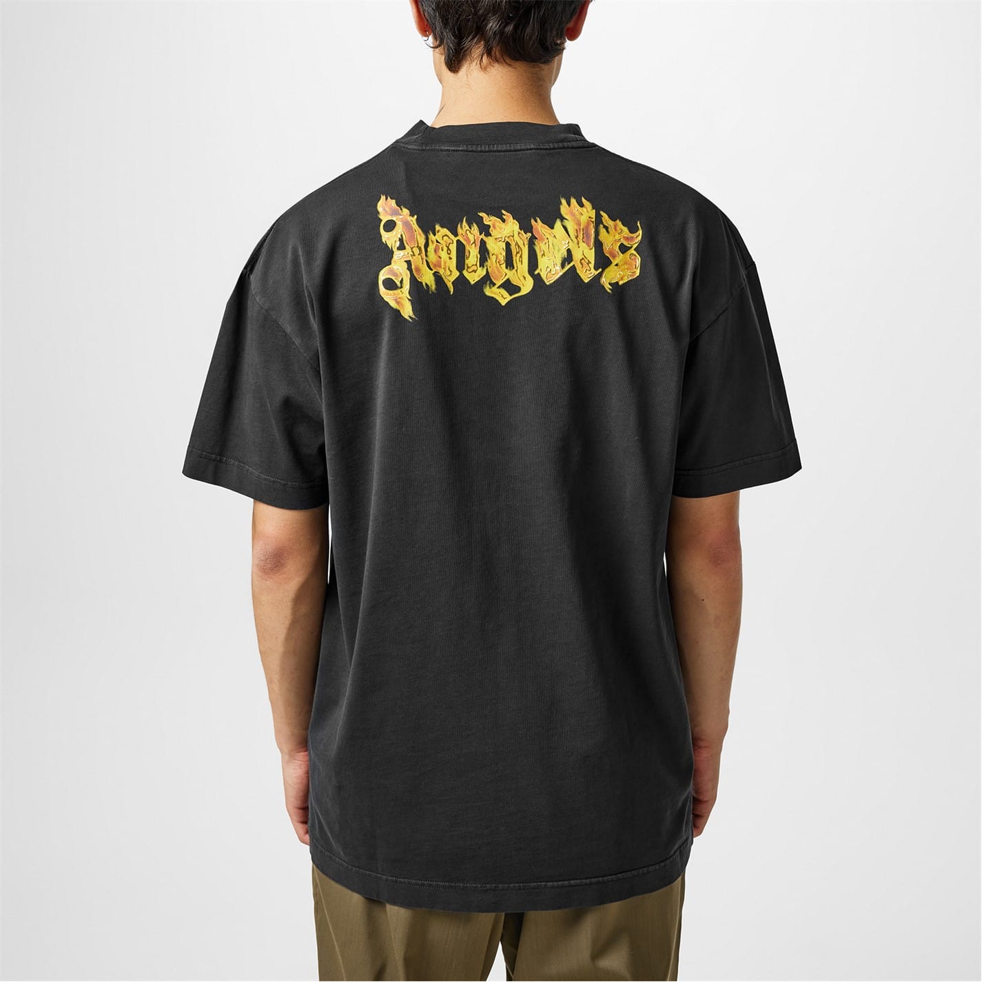 【関税込み】Palm Angels ブラック Burning Palm Tシャツ Palm Angels Burning Palm T-Shirt - Black | PMAA002F24JER0111076