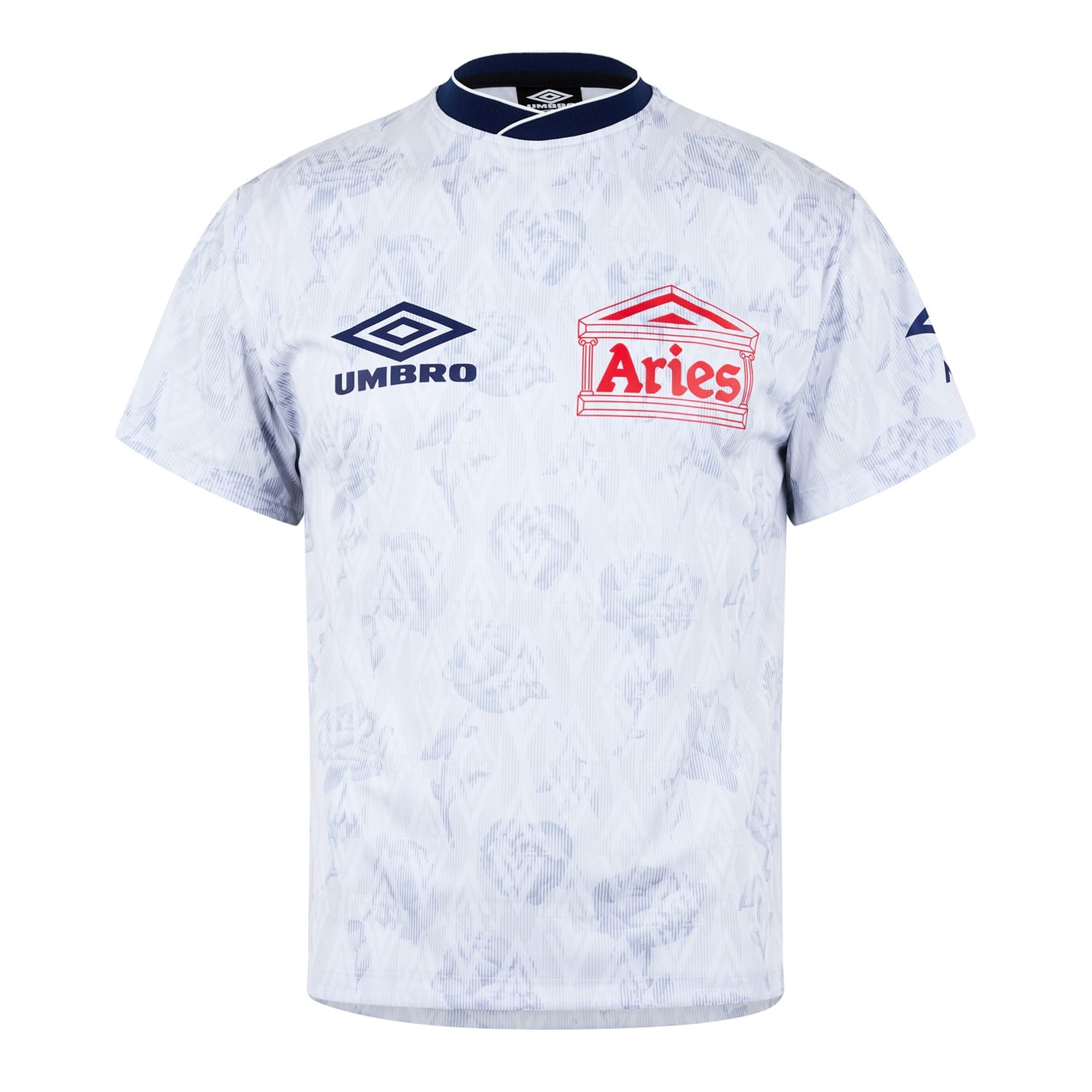 White Aries X Umbro Roses Short Sleeve Football Shirt - Get