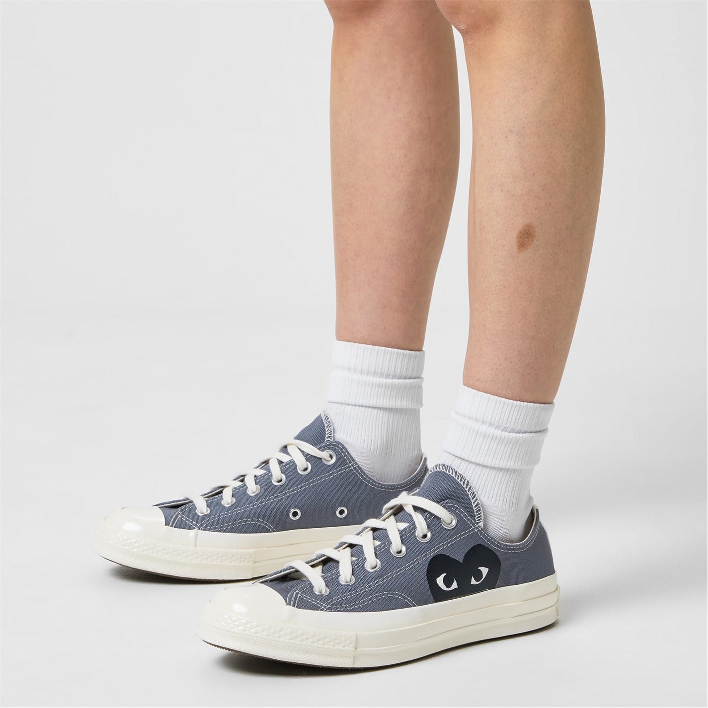 Grey Comme des Garcons PLAY X Converse Half Peeping Heart Chuck Taylor 70 Trainers Get The Label