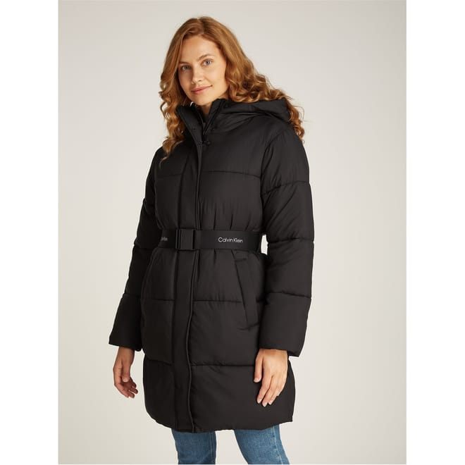 Hooded Belt Puffer Jacket