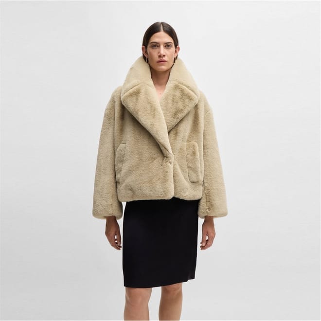 Plush Teddy Cropped Coat