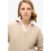 V-Neck Relaxed Fit Cable Sweater
