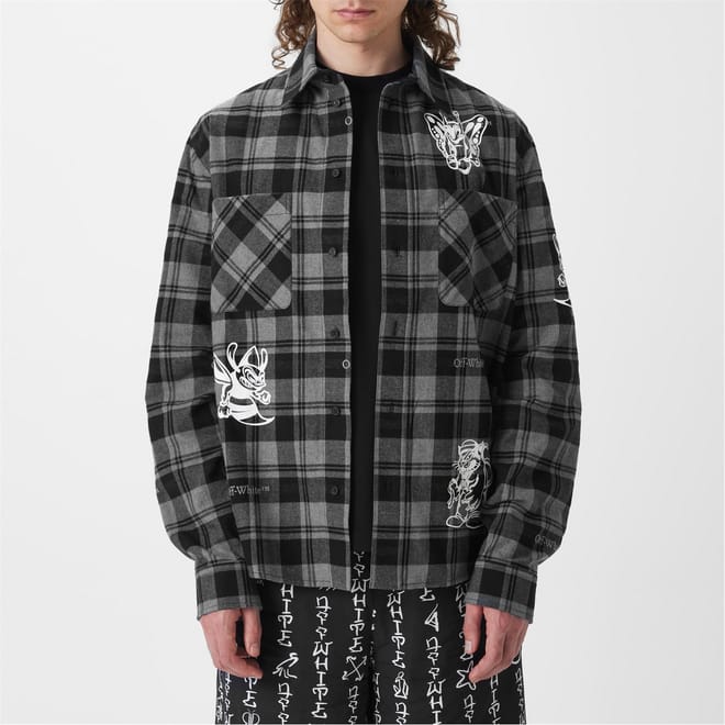 Plaid Large Genie Graphic Chest Pocket Overshirt