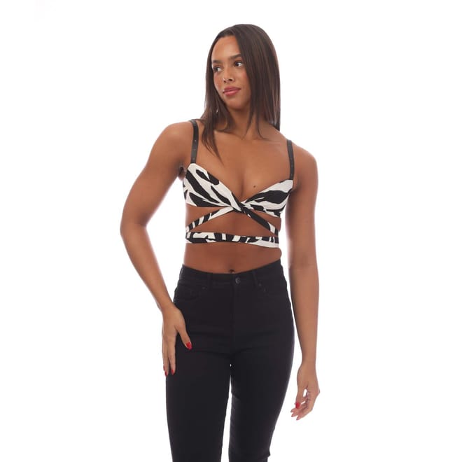 Zebra VI Twisted Lace Up Top