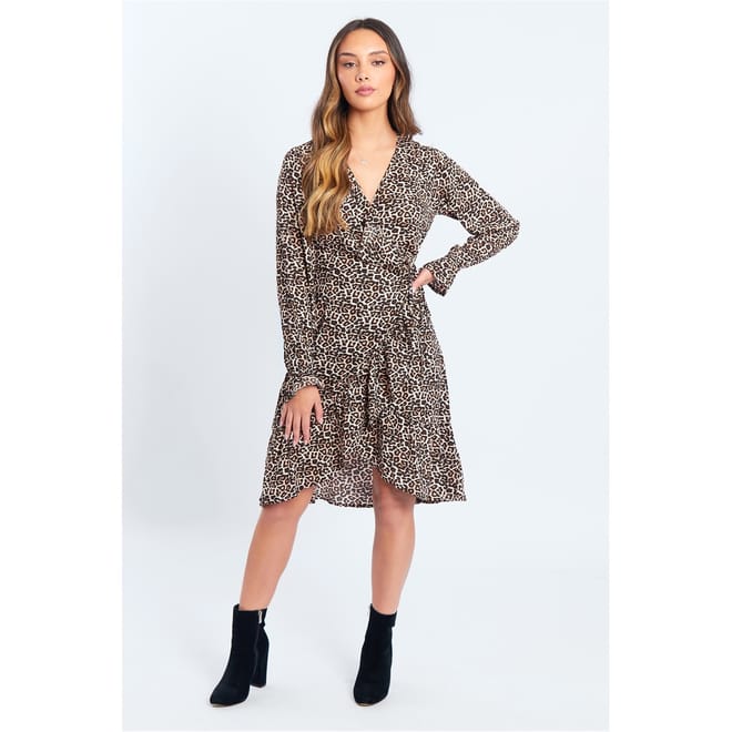 Wrap V-Neck Midi Dress