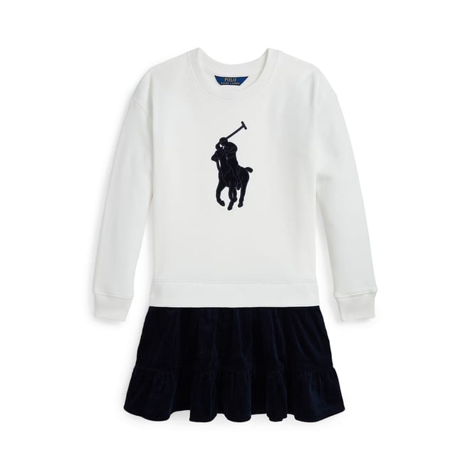 Logo Print Crew Neck Knee Length Sweatshirt Dress