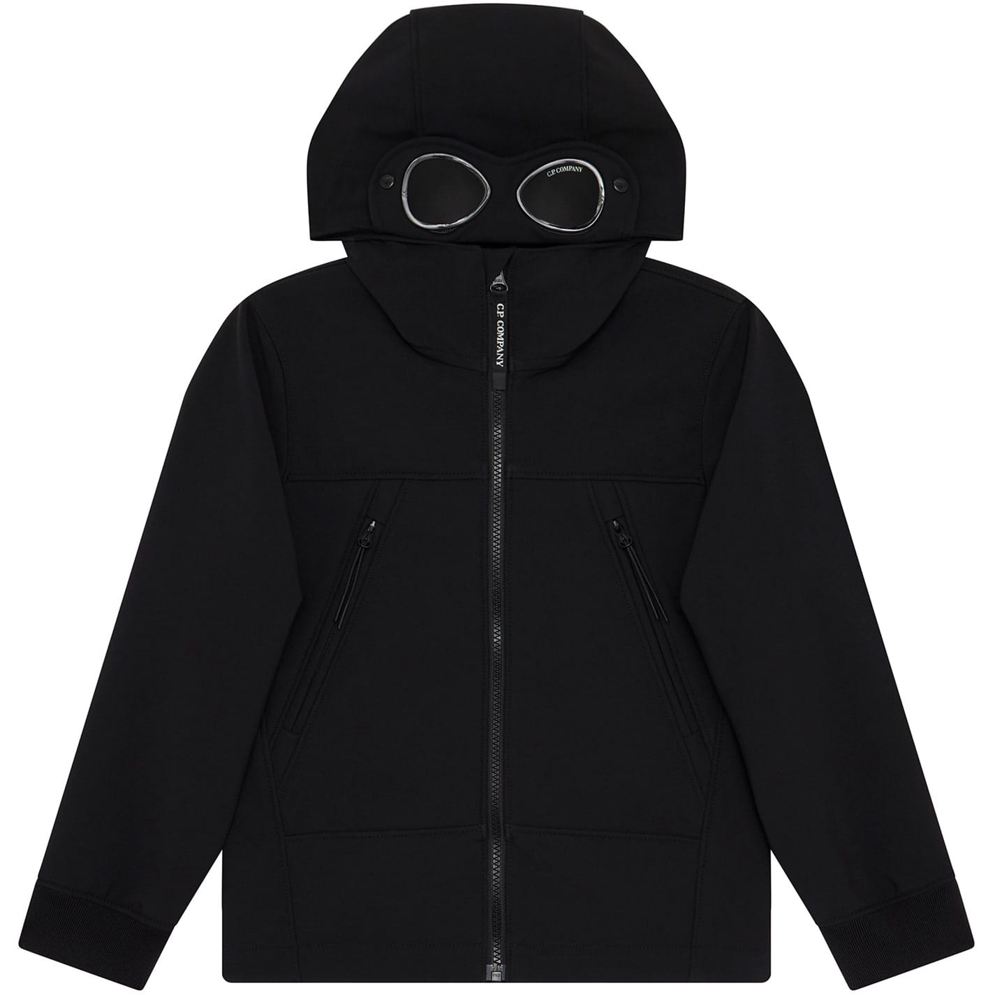 Green C.P. Company Boys Softshell Goggle Hooded Jacket Get The Label