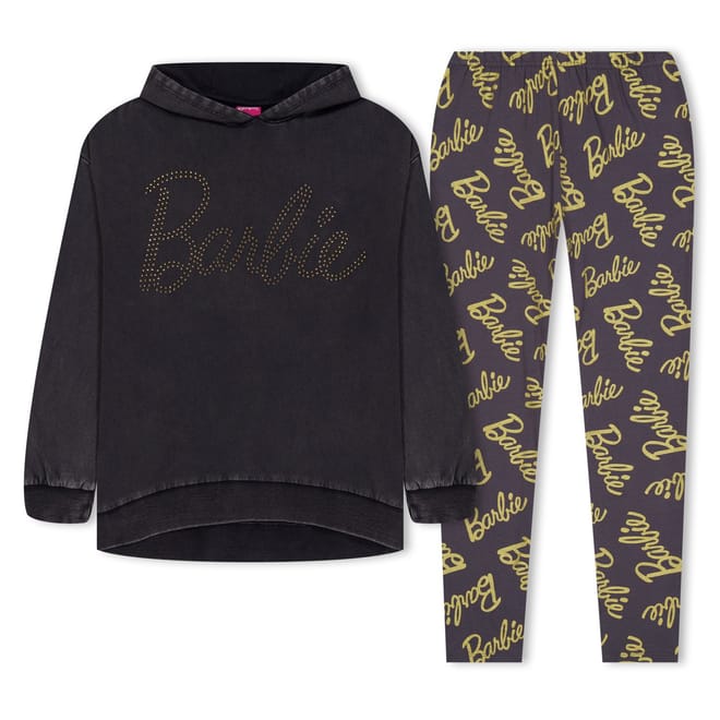 Girls Barbie Graphic Diamante Hoodie And Legging Set