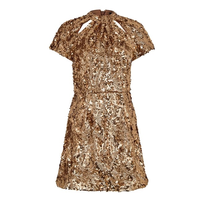 Sequin High Neck Mini A-Line Dress