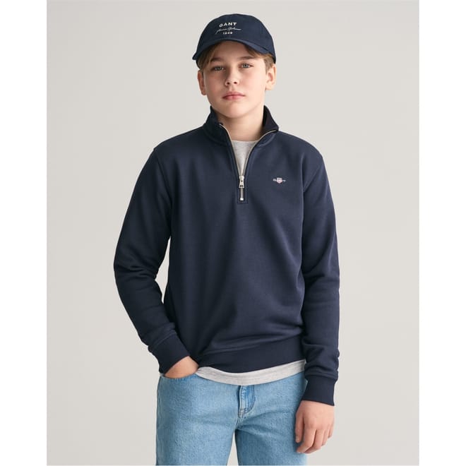 Zip Neck Logo Print Regular Fit Sweatshirt