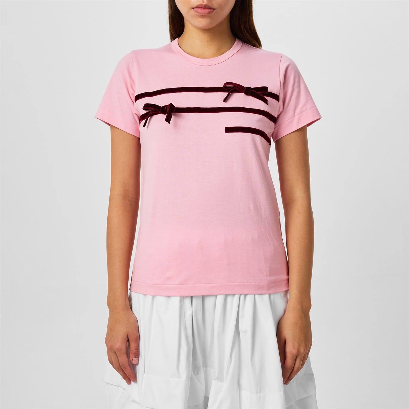 トップス comme des garcons GIRL shirt Pink Comme des Garcons Girl Cdgg Bow Crew Neck Regular Fit T