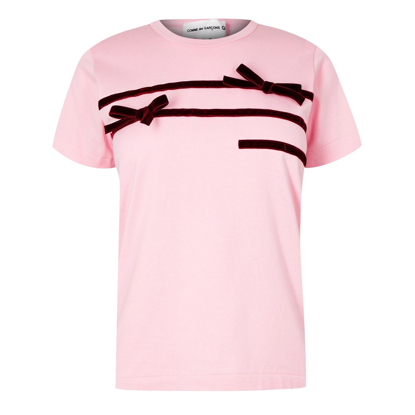 Pink Comme des Garcons Girl Cdgg Bow Crew Neck Regular Fit T