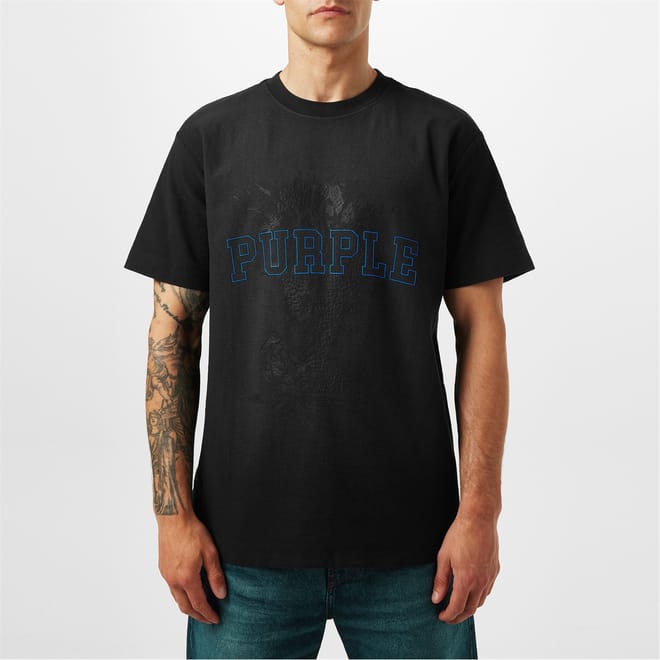 Textured Lettering Crew Neck T-Shirt