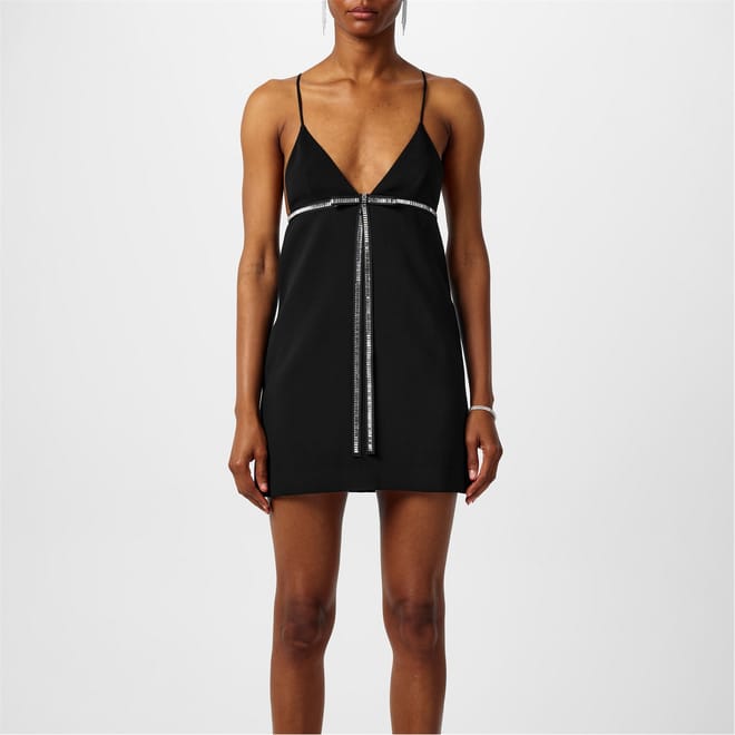 Crys Bow V-Neck Mini Slip Dress