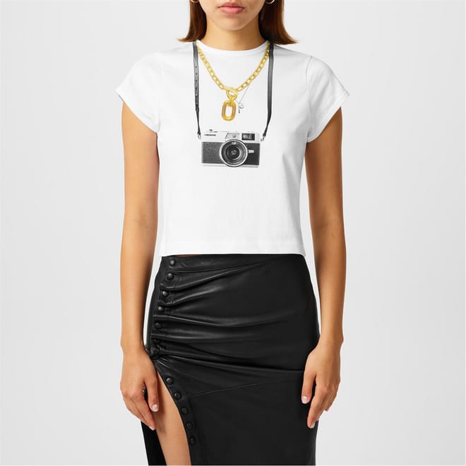 Cropped Cam Print Regular Fit T-Shirt
