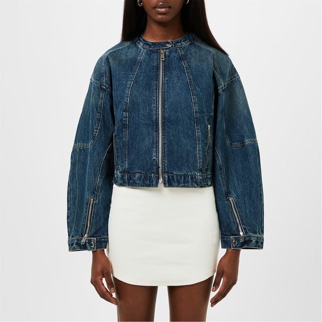 Logan Boxy Moto Denim Jacket