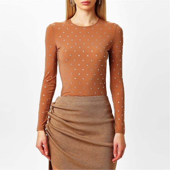 Crystal Embellished Second Skin Top