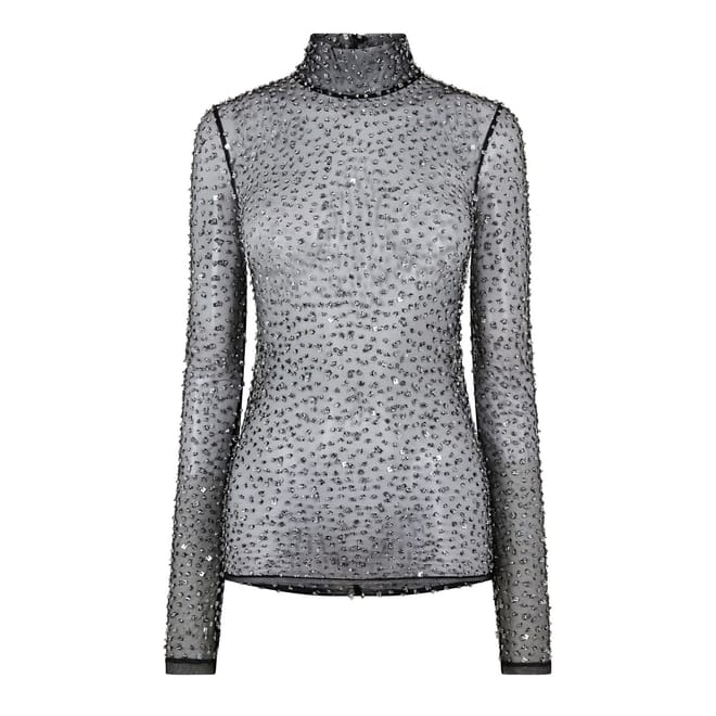 Sequin Tulle Slim Fit Blouse