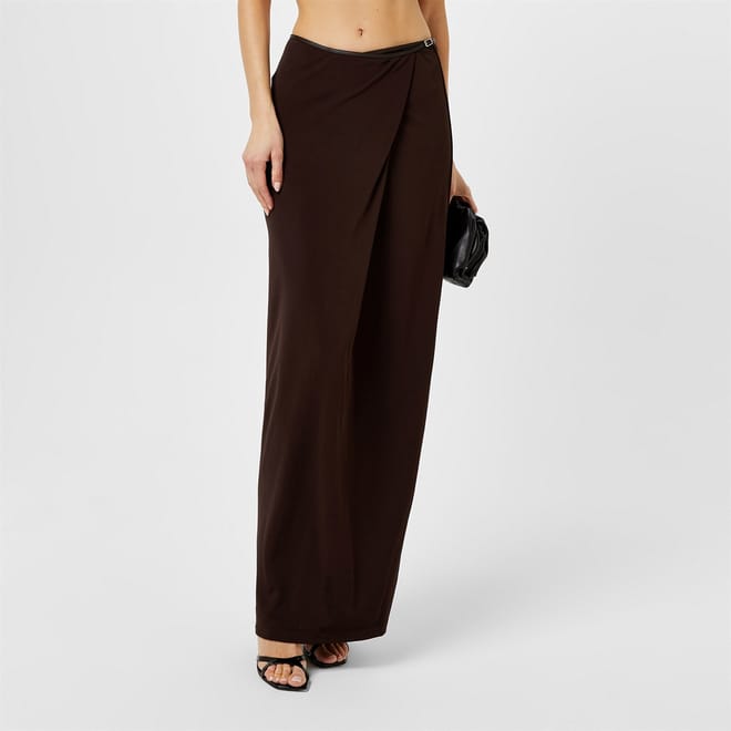 Framed Buckle Maxi Wrap Skirt