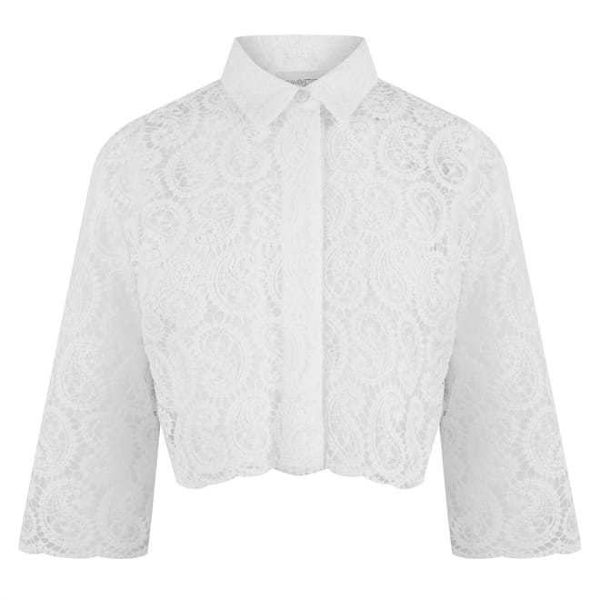 Paisley Pattern Macramé Cropped Blouse