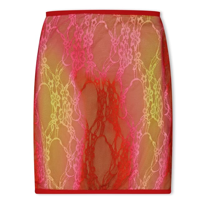 Lace Curve Enhancing Skirt With Mesh