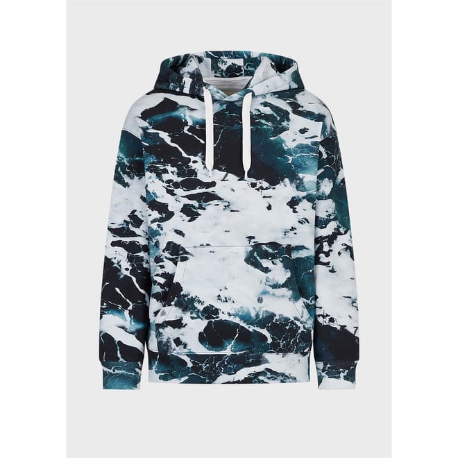 Marble Pattern Long Sleeve Hooded Sweatshirt