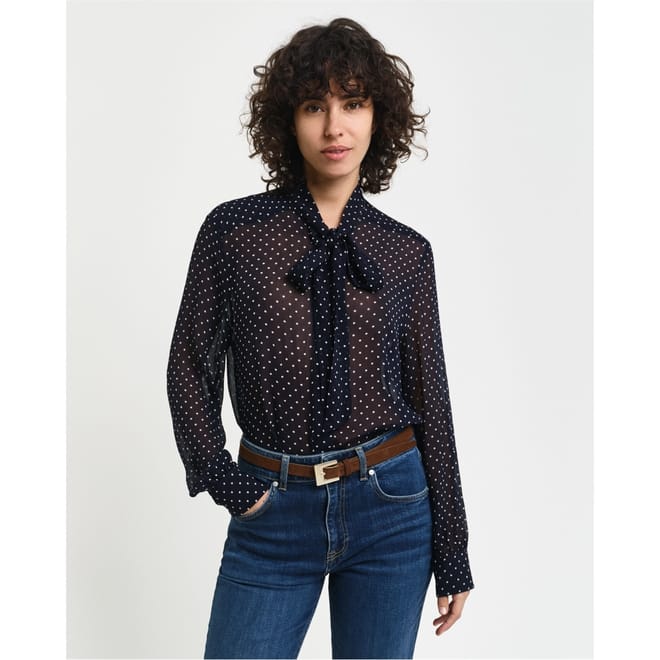 Tie Neck Long Sleeve Blouse