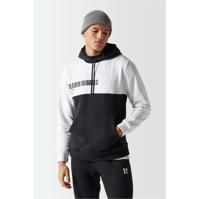 Colour Block Hoodie   Black   White