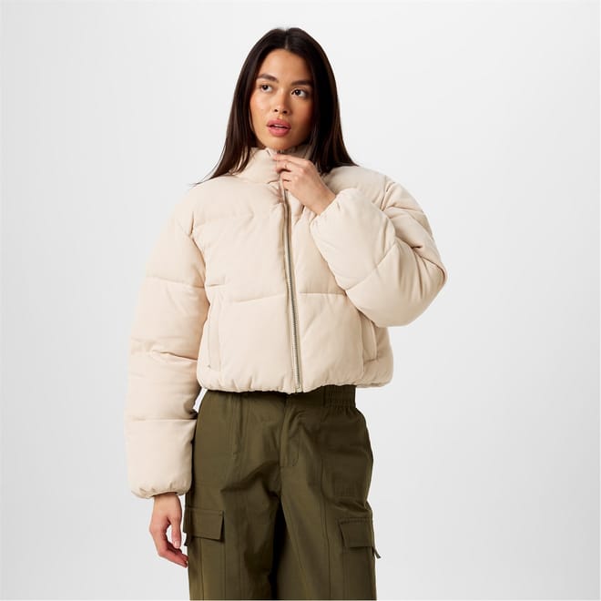 Crop Cord Relaxed Fit Puffer Jacket