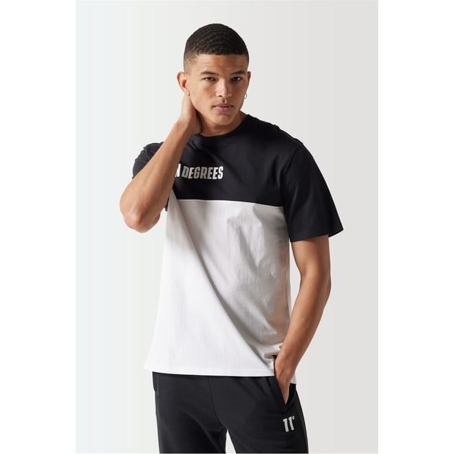 Colour Block T-Shirt   White   Black