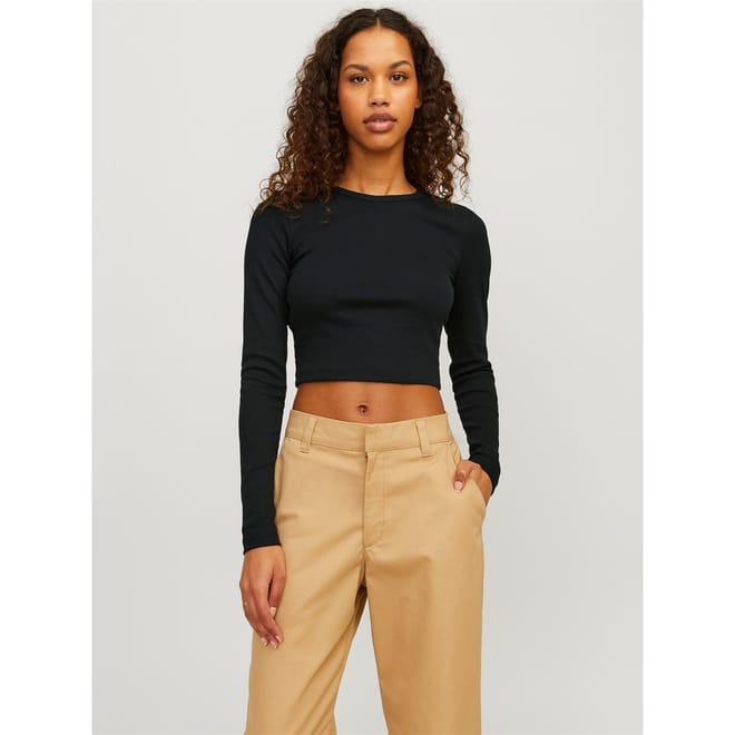 Cropped Long Sleeve Feline T-Shirt