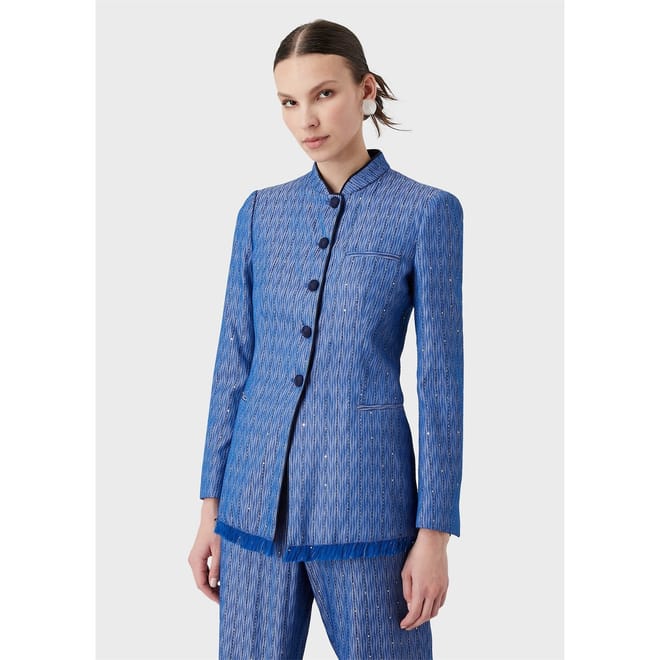 Button Blazer High Neck Regular Fit