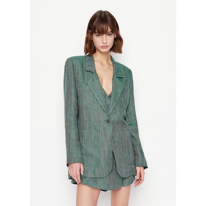 Plaid Single Button Blazer