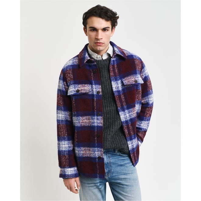 Check Wool Regular Fit Overshirt Jacket