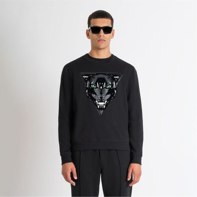 Fit Sweatshirt In Sustainable Cotton Blend Fabric With Panther Print