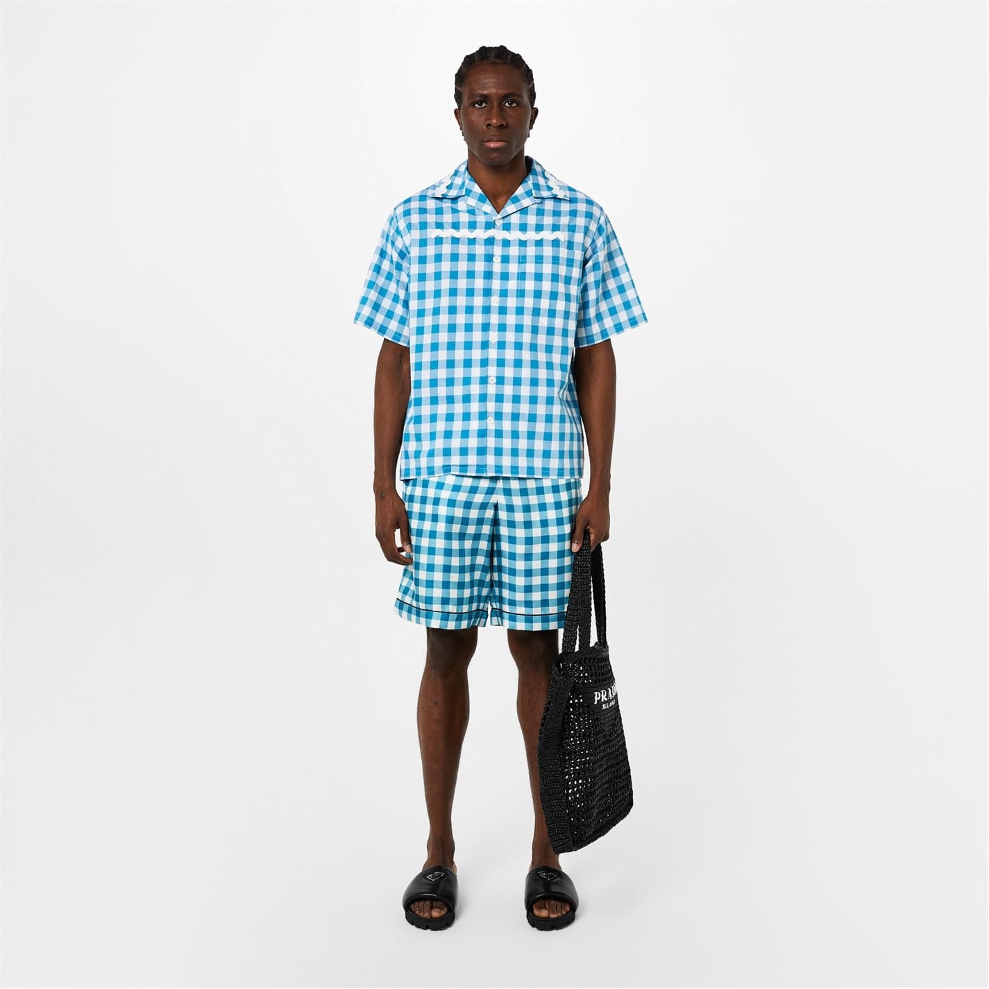 Multi Prada Gingham Check Bermuda Shorts Get The Label