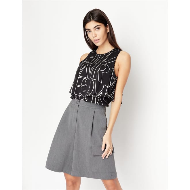 Cropped Crew Neck Regular Fit Blouse