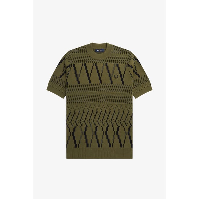 Argyle Panel Knitted T-Shirt