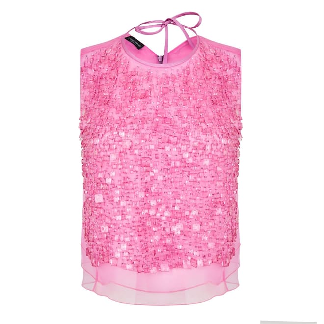 Tie Neck Regular Fit Sleeveless Blouse