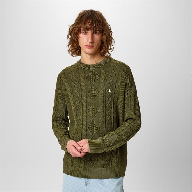 Acid Wash Cable Knit Jumper