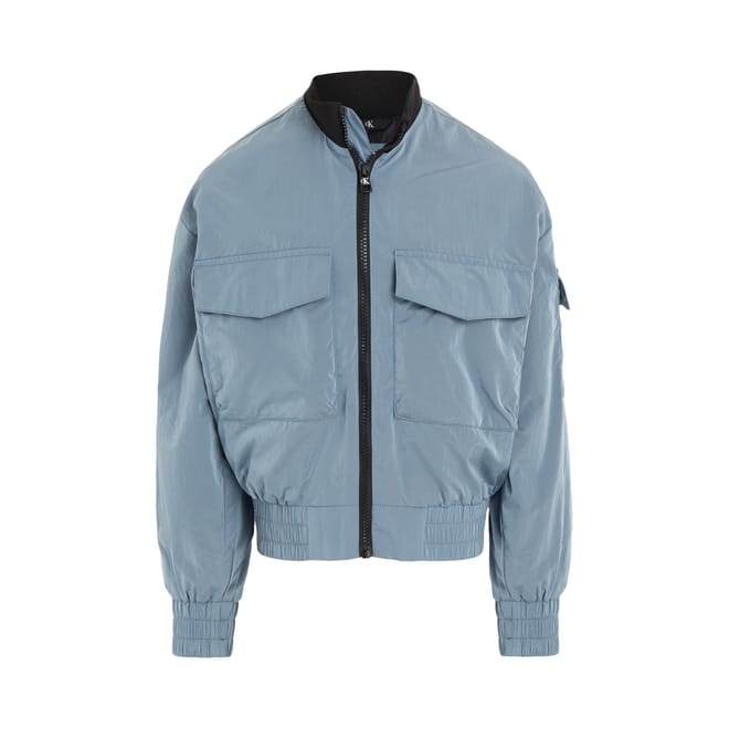 Nylon Zipped Short Bomber Jacket