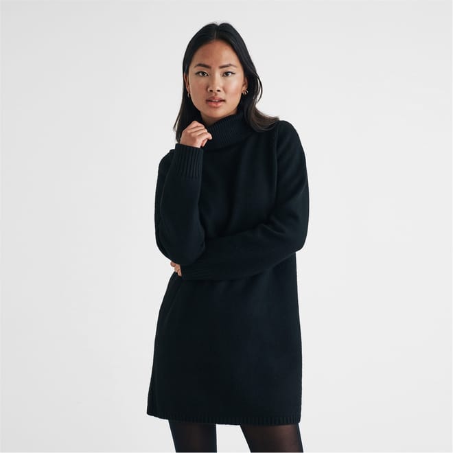 Child Roll Turtleneck Mini Sweater Dress
