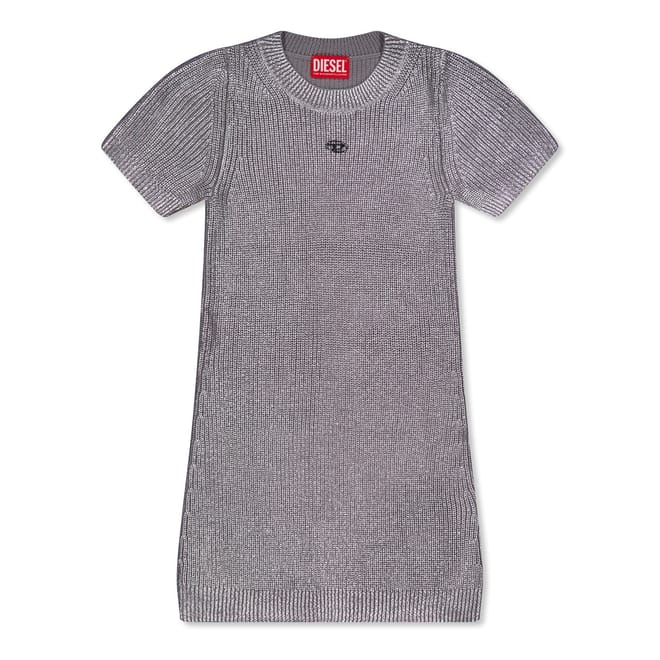 Metallic Crew Neck Mini T-Shirt Dress