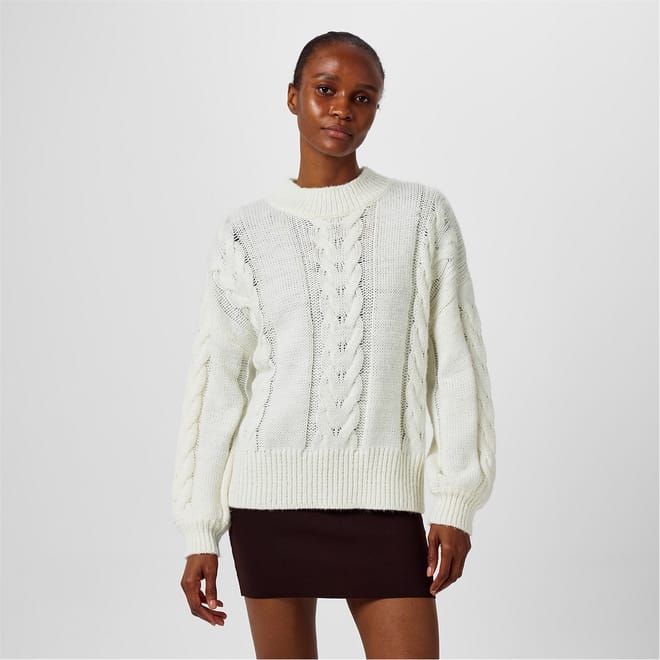 Cable Long Sleeve Relaxed Fit Sweater