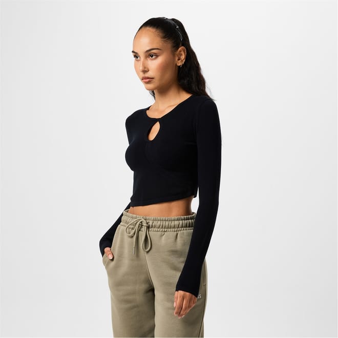 Cropped Keyhole Slim Fit Top