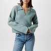 Cropped Relaxed Fit V-Neck Sweater