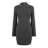 Zip Collared Neck Mini T-Shirt Dress